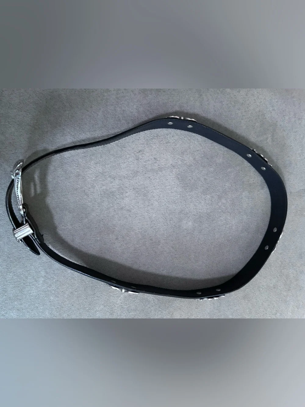 Fossil Black Leather Belt with Silver Hardware